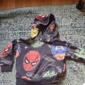 H&M Kids Marvel Hoodie - Black with Multicolor Superheroes